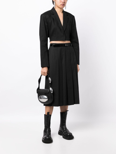 Shop Juunj Box-pleated Belted Midi Skirt In Black