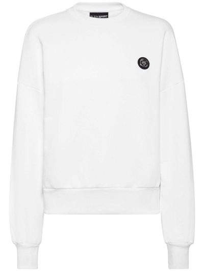 Shop Plein Sport Graphic-print Cotton Sweatshirt In White