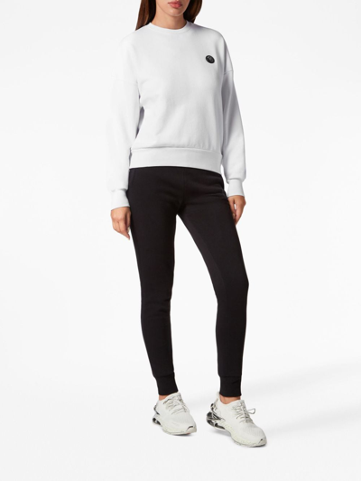 Shop Plein Sport Graphic-print Cotton Sweatshirt In White