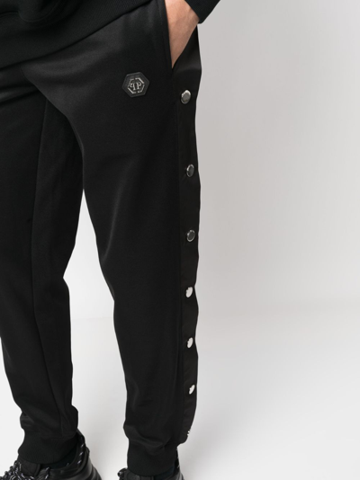 Shop Philipp Plein Engraved-buttons Drawstring Track Pants In Black