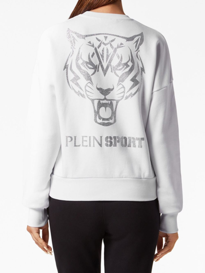 Shop Plein Sport Graphic-print Cotton Sweatshirt In White