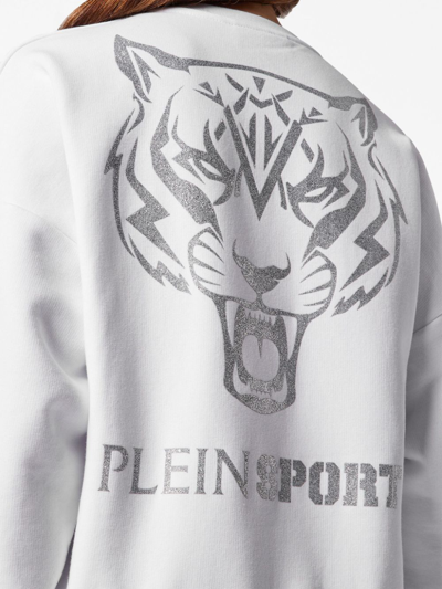 Shop Plein Sport Graphic-print Cotton Sweatshirt In White