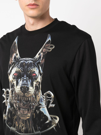 Shop Philipp Plein Graphic-print Long-sleeve T-shirt In Black