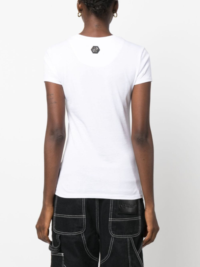 Philipp Plein Crystal-embellished Skull-print T-shirt In White