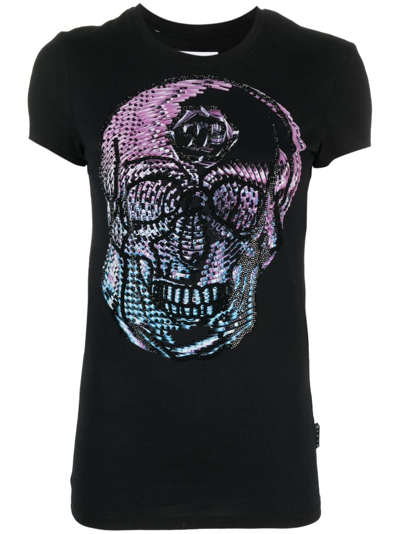 Shop Philipp Plein Crystal-embellished Skull T-shirt In Black