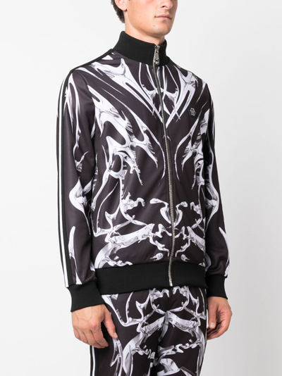 Philipp Plein Graphic-print Zip-up Jacket In Black