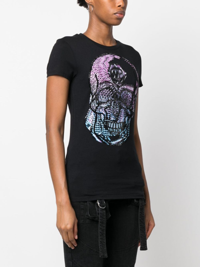 Shop Philipp Plein Crystal-embellished Skull T-shirt In Black