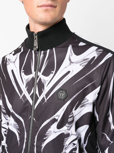 Philipp Plein Graphic-print Zip-up Jacket In Black