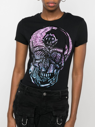 Shop Philipp Plein Crystal-embellished Skull T-shirt In Black