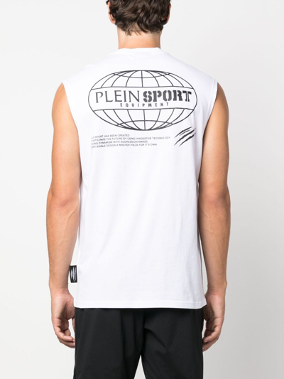 Shop Plein Sport Multilogo Cotton Tank Top In White