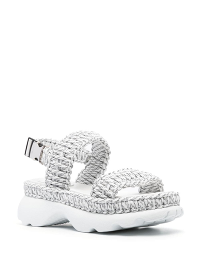 Shop Moncler Belay Woven Open-toe Sandals In Grey