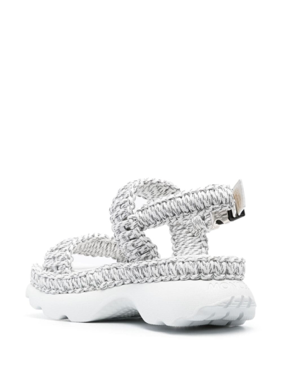 Shop Moncler Belay Woven Open-toe Sandals In Grey