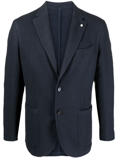 Shop Luigi Bianchi Mantova Single-breasted Notched-lapels Blazer In Blue