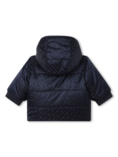 Shop Bosswear Reversible Monogram-pattern Padded Coat In Blue