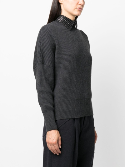 Brunello Cucinelli Poloshirt Aus Geripptem Strick In Grey