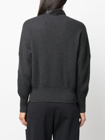 Brunello Cucinelli Poloshirt Aus Geripptem Strick In Grey