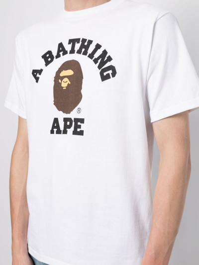 Shop A Bathing Ape College Logo-print Cotton T-shirt In White