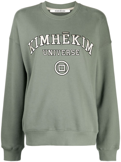 Shop Kimhēkim Logo-embroidered Cotton Sweatshirt In Green