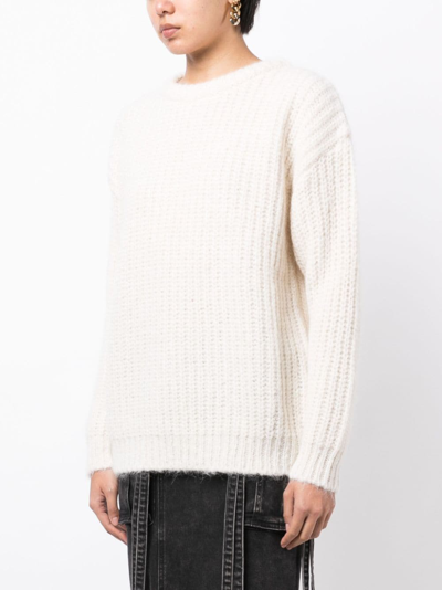 Shop Kimhēkim Crew-neck Chunky-knit Jumper In White