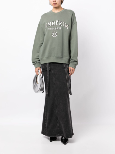 Shop Kimhēkim Logo-embroidered Cotton Sweatshirt In Green