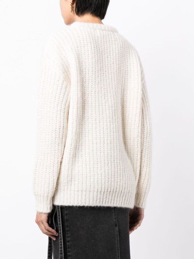 Shop Kimhēkim Crew-neck Chunky-knit Jumper In White