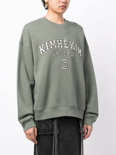 Shop Kimhēkim Logo-embroidered Cotton Sweatshirt In Green
