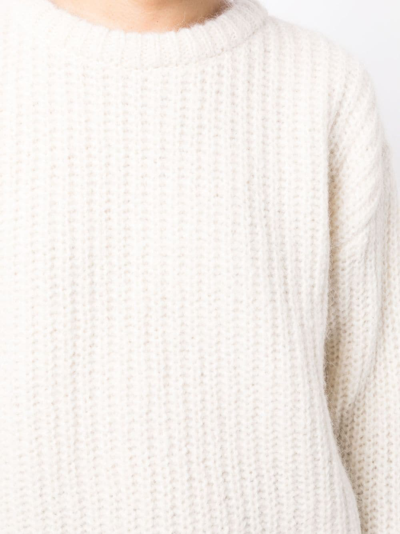 Shop Kimhēkim Crew-neck Chunky-knit Jumper In White