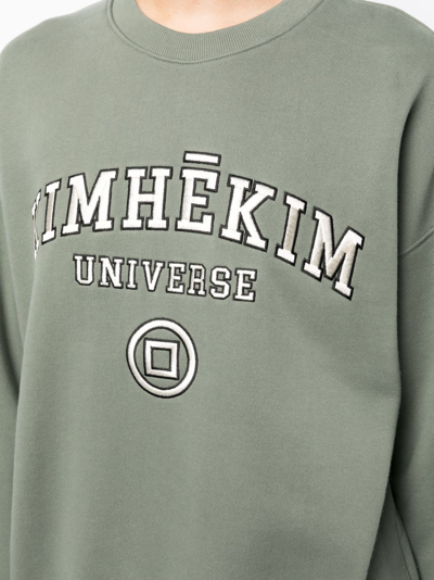 Shop Kimhēkim Logo-embroidered Cotton Sweatshirt In Green