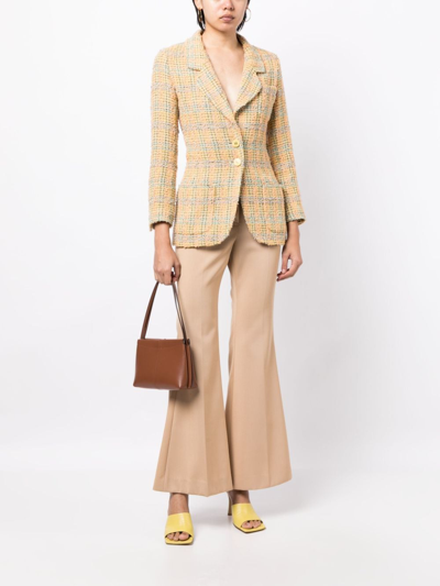 Pre-owned Chanel 1994 Single-breasted Tweed Jacket In Yellow