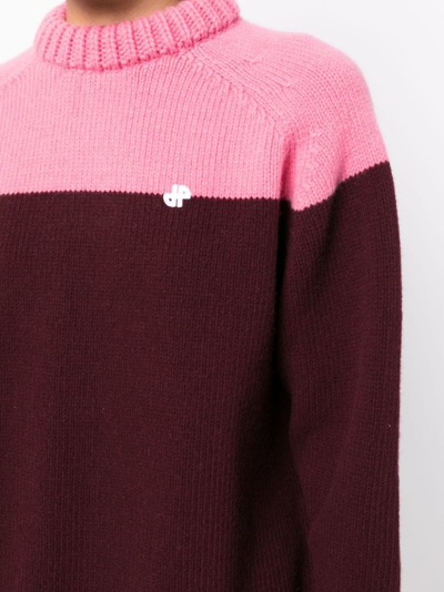Patou Maroon Wool Two-tone Knitted Jumper In Red