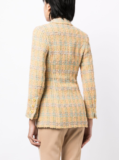 Pre-owned Chanel 1994 Single-breasted Tweed Jacket In Yellow