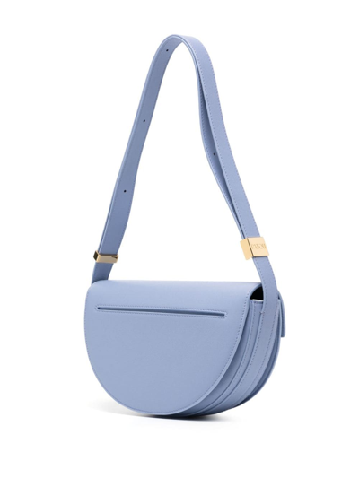 Shop Patou Logo-print Leather Shoulder Bag In Blue