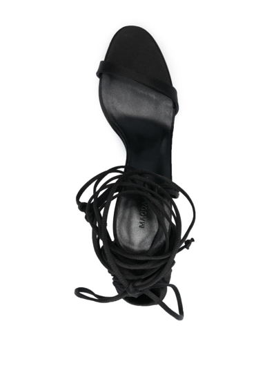 Shop Magda Butrym 110mm Flower Satin Sandals In Black