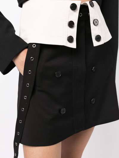 Shop Rokh Button Flap-detail Miniskirt In Black