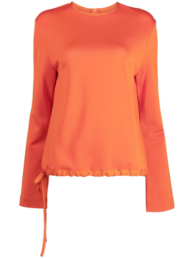 Shop Jil Sander Side-tie Fastening Crew-neck Sweatshirt In Orange