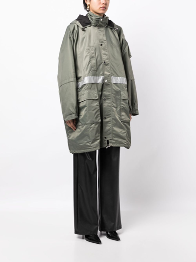 Rokh Multi-pocket Hooded Parka Coat In Green