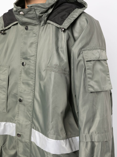 Rokh Multi-pocket Hooded Parka Coat In Green
