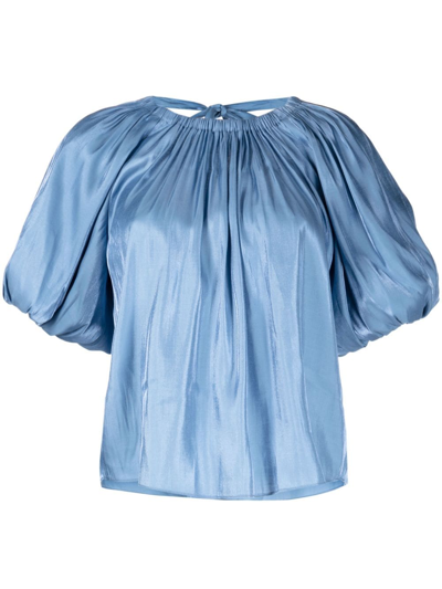 Shop Ulla Johnson Flo Puff-sleeve Top In Blue