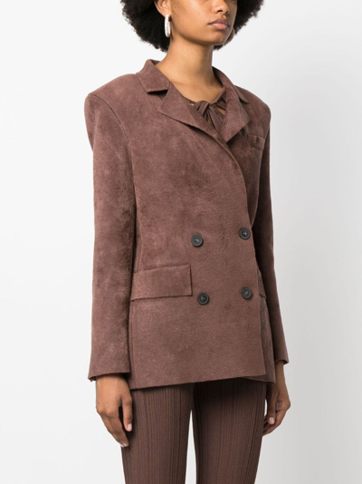 Shop Antonino Valenti Notched-lapel Double-breasted Blazer In Brown