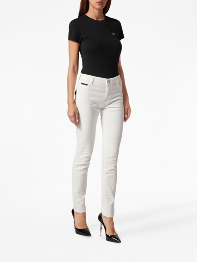 Shop Philipp Plein Logo-patch Skinny Jeans In White