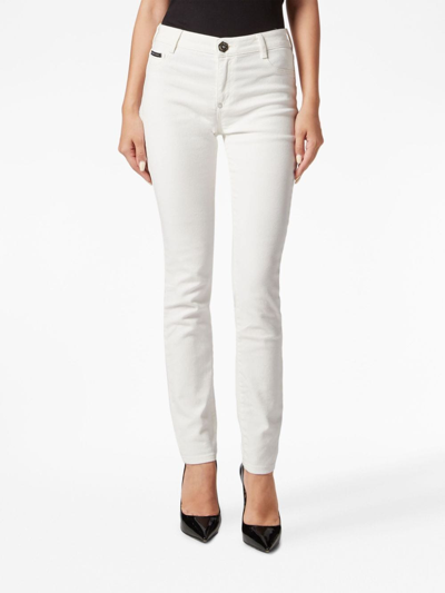 Shop Philipp Plein Logo-patch Skinny Jeans In White