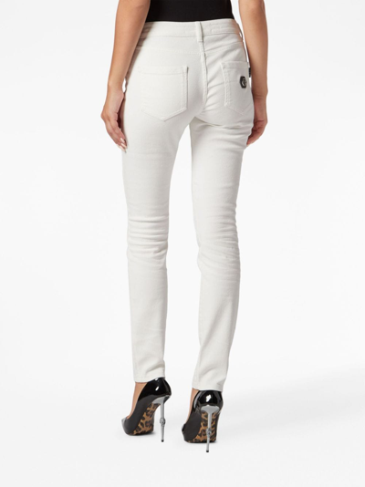 Shop Philipp Plein Logo-patch Skinny Jeans In White