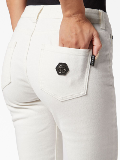 Shop Philipp Plein Logo-patch Skinny Jeans In White