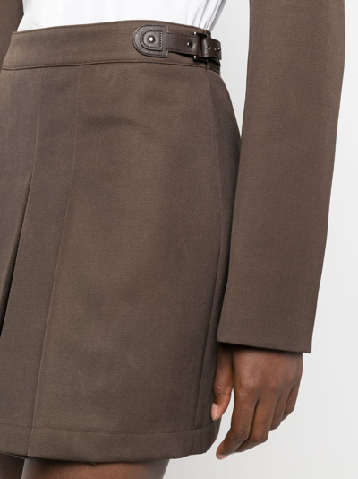 Shop Lvir Pleated Wool-blend Miniskirt In Brown