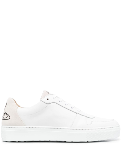 Shop Vivienne Westwood Orb-print Leather Sneakers In White