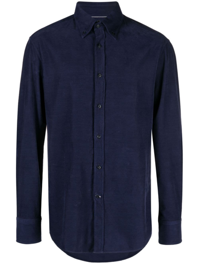 Shop Brunello Cucinelli Long-sleeve Cotton Shirt In Blue