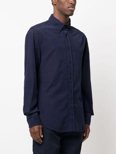 Shop Brunello Cucinelli Long-sleeve Cotton Shirt In Blue