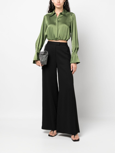 Simkhai Blossom Pleated Wide-leg Pants In Black