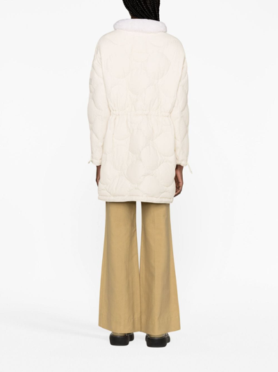 Yves Salomon Quilted Padded Drawstring Parka Coat In White