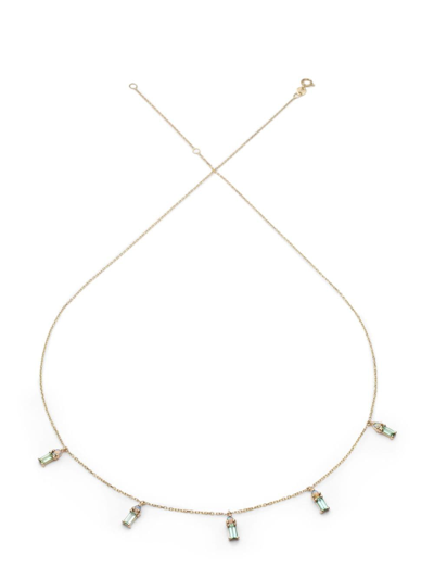 Wwake 14kt Yellow Gold Crest Tourmalines And Opal Necklace In Gold